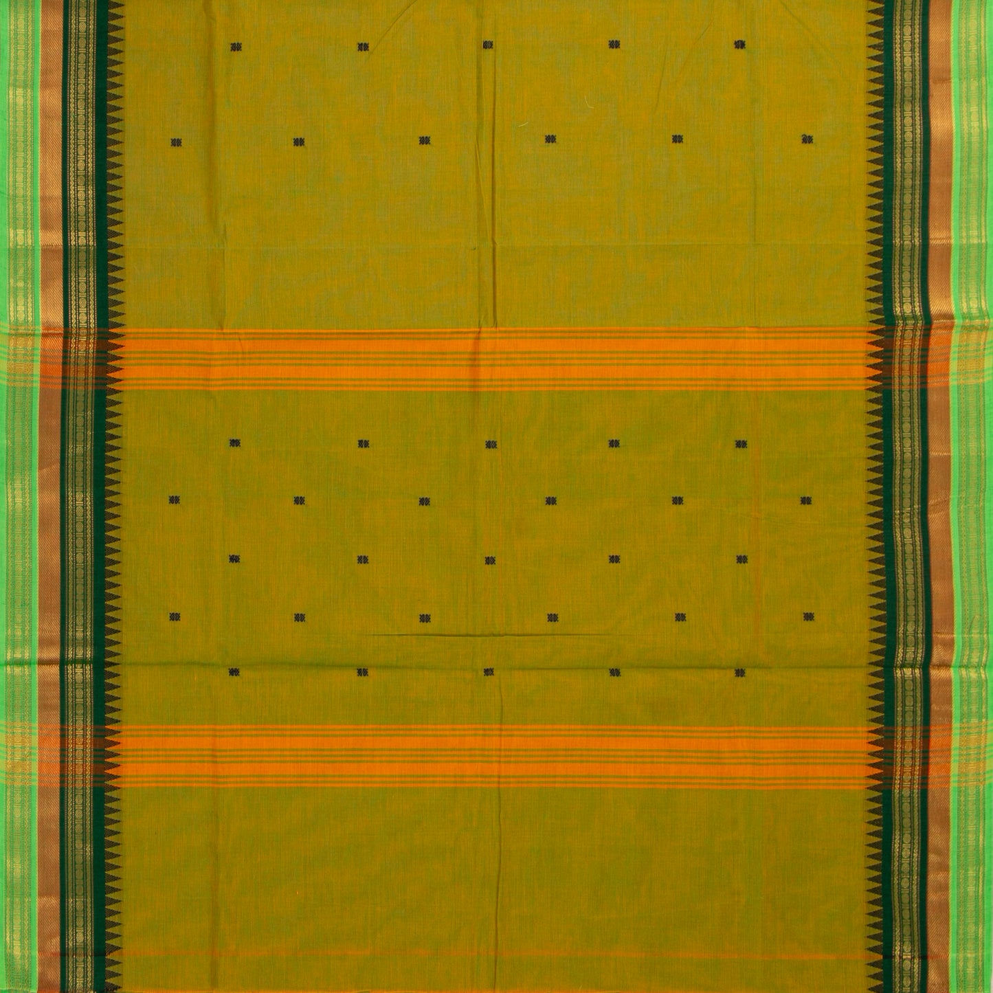 Green Kanchi Cotton Saree For Festive Wear PV MM KC 761