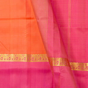 Orange And Pink Kanchipuram Silk Saree For Festive Wear PV KNN 248