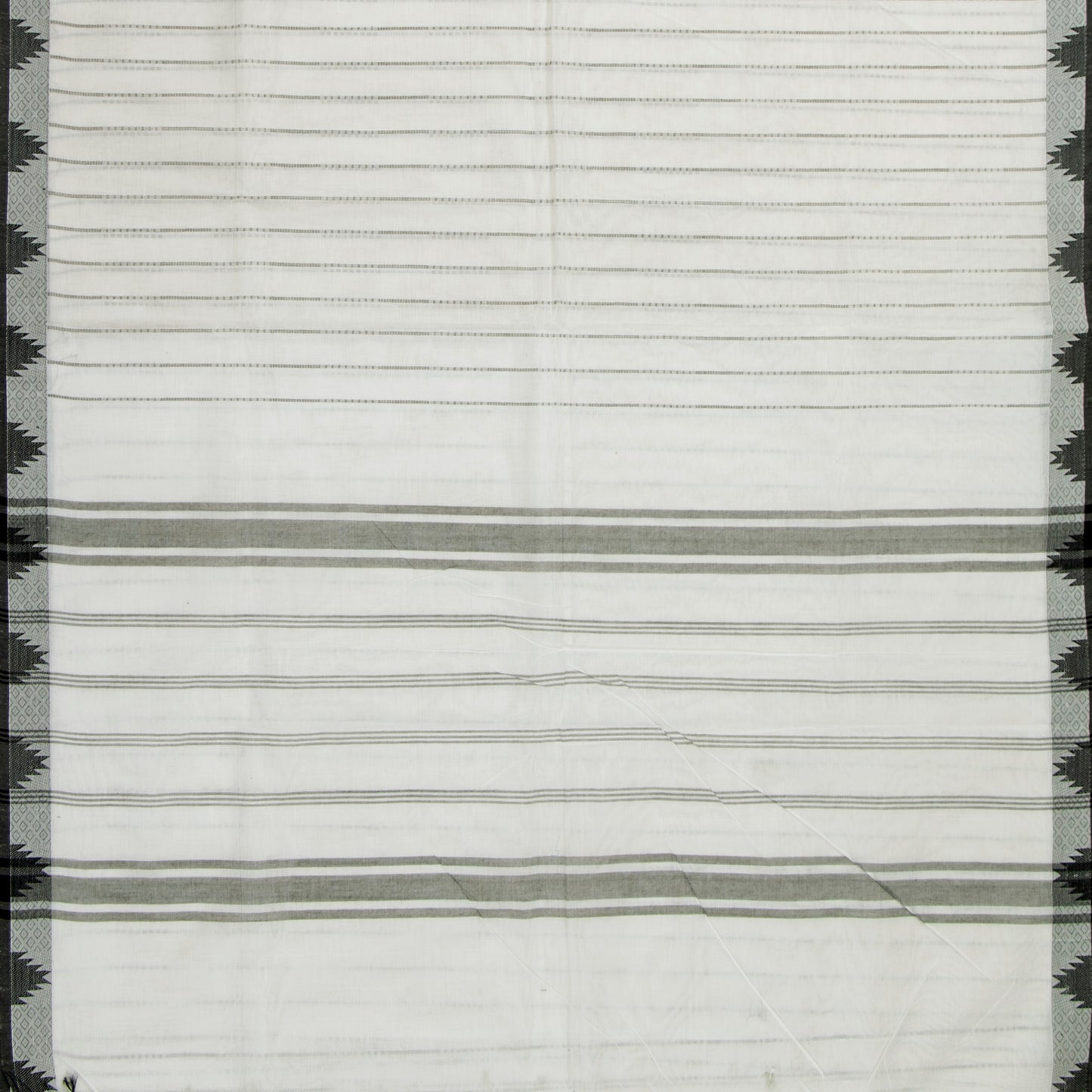 White And Black Kanchi Cotton Saree With Temple Border For Office Wear PV MM KC 609