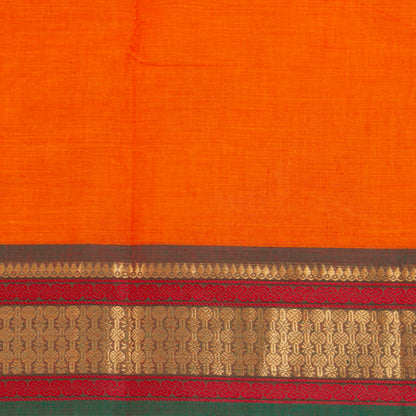 Orange And Green Kanchi Cotton Saree For Festive Wear PV MM KC 809