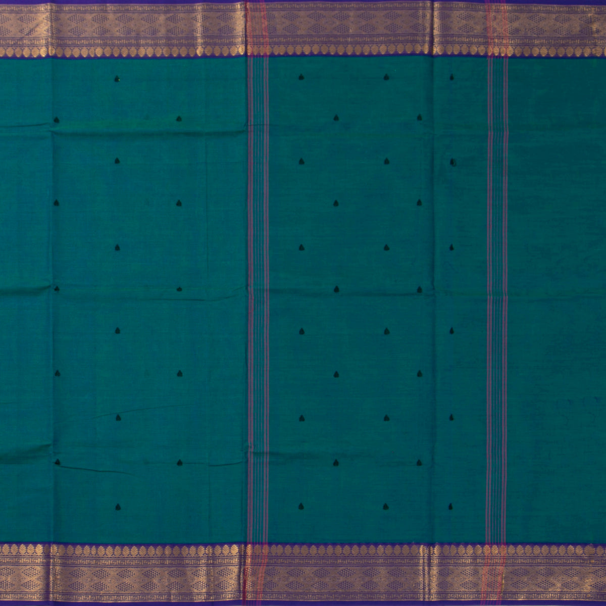Teal And Blue Kanchi Cotton Saree For Festive Wear PV MM KC 858
