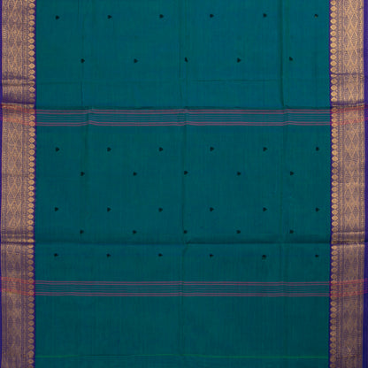 Teal And Blue Kanchi Cotton Saree For Festive Wear PV MM KC 858