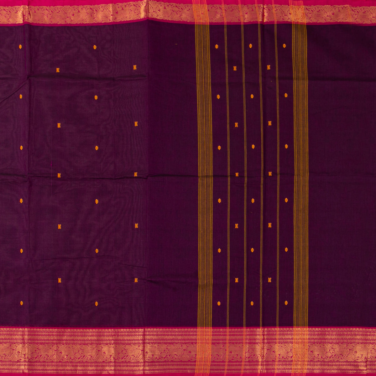 Wine And Pink Kanchi Cotton Saree For Festive Wear PV MM KC 857