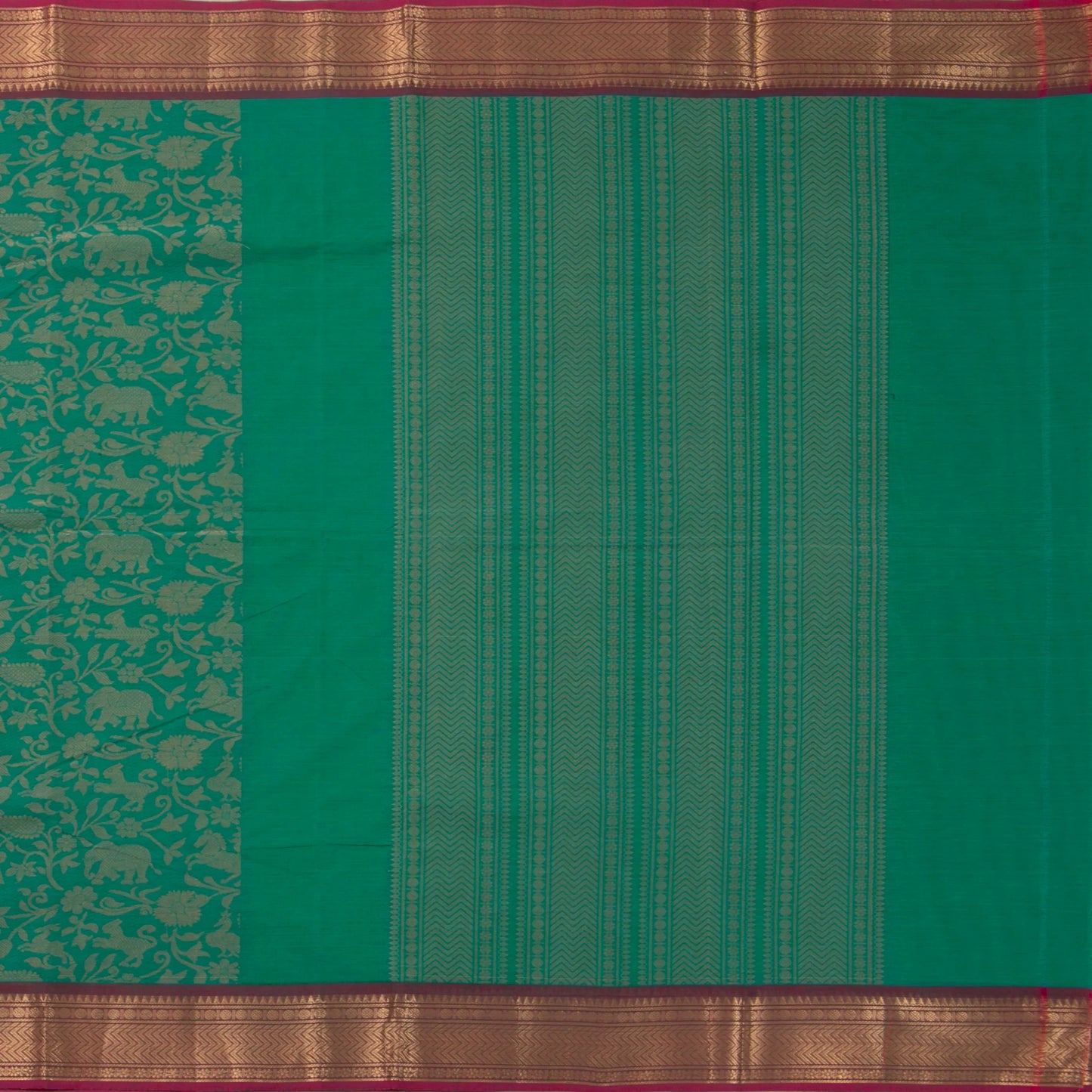 Sea Green And Pink Vanasingaram Kanchi Cotton Saree For Office Wear PV MM KC 642