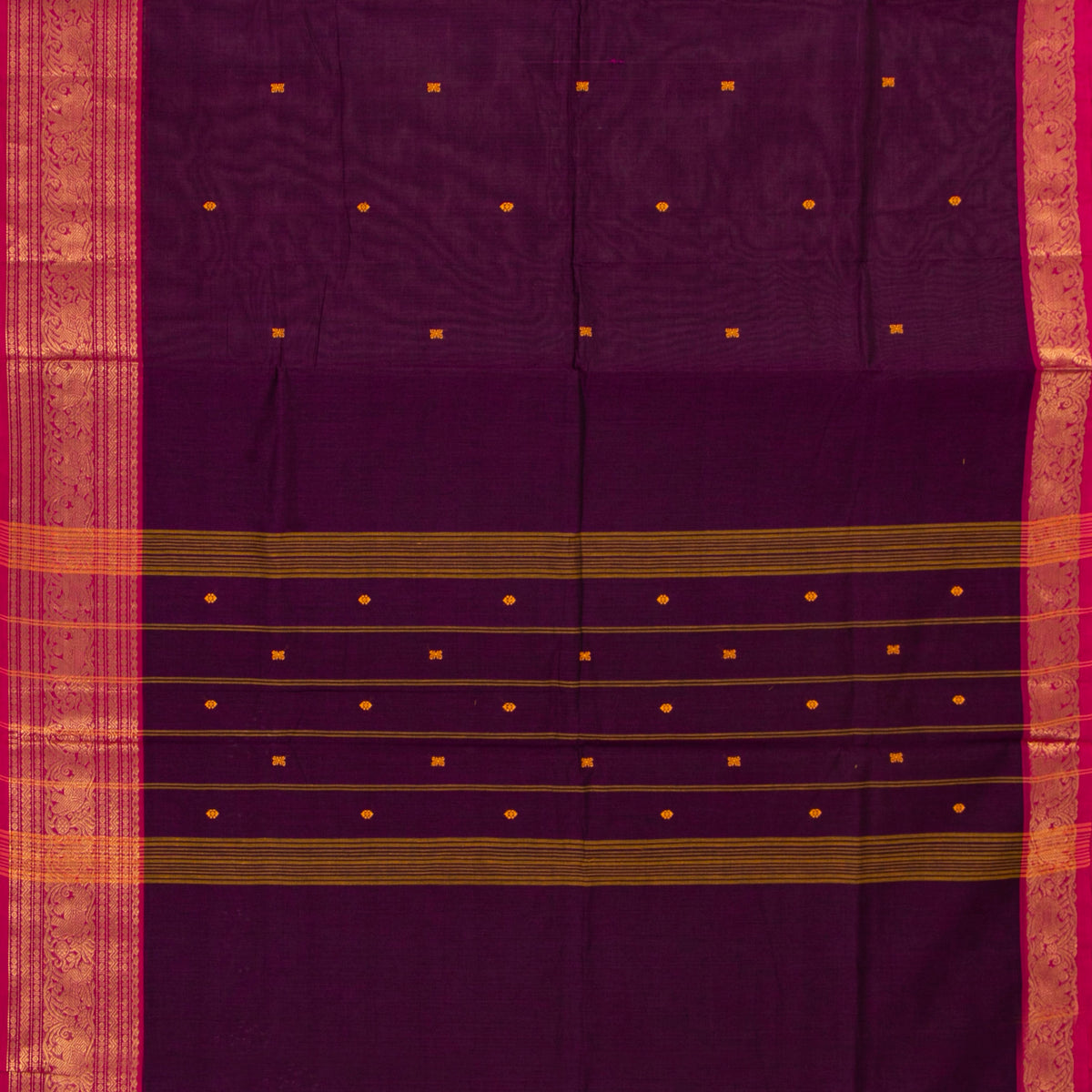 Wine And Pink Kanchi Cotton Saree For Festive Wear PV MM KC 857