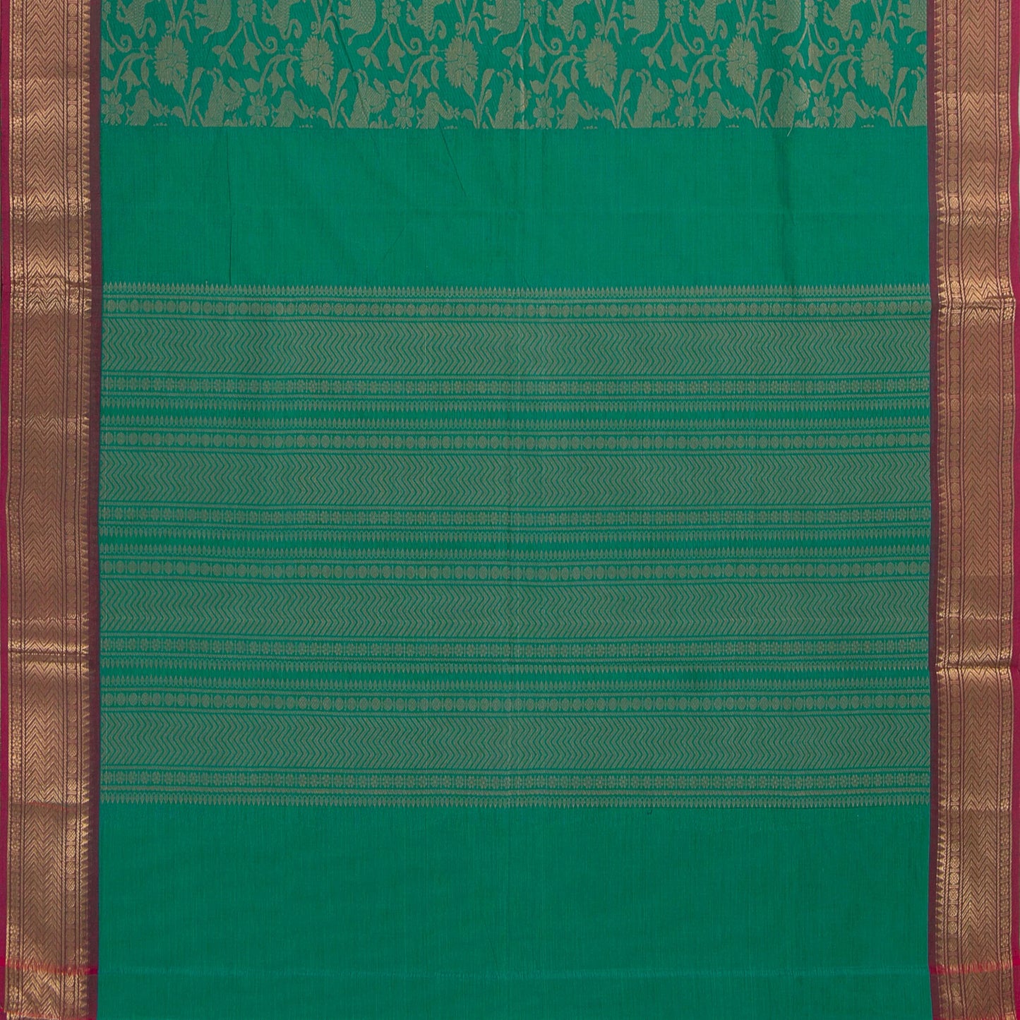 Sea Green And Pink Vanasingaram Kanchi Cotton Saree For Office Wear PV MM KC 642