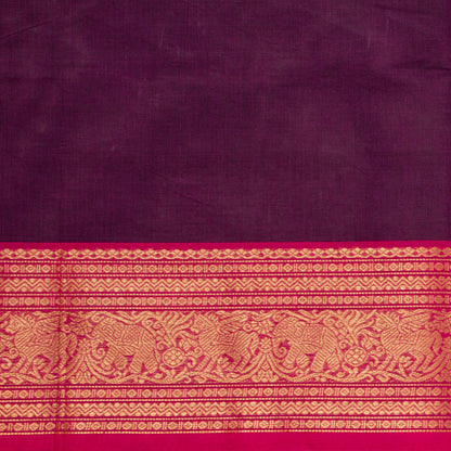 Wine And Pink Kanchi Cotton Saree For Festive Wear PV MM KC 857