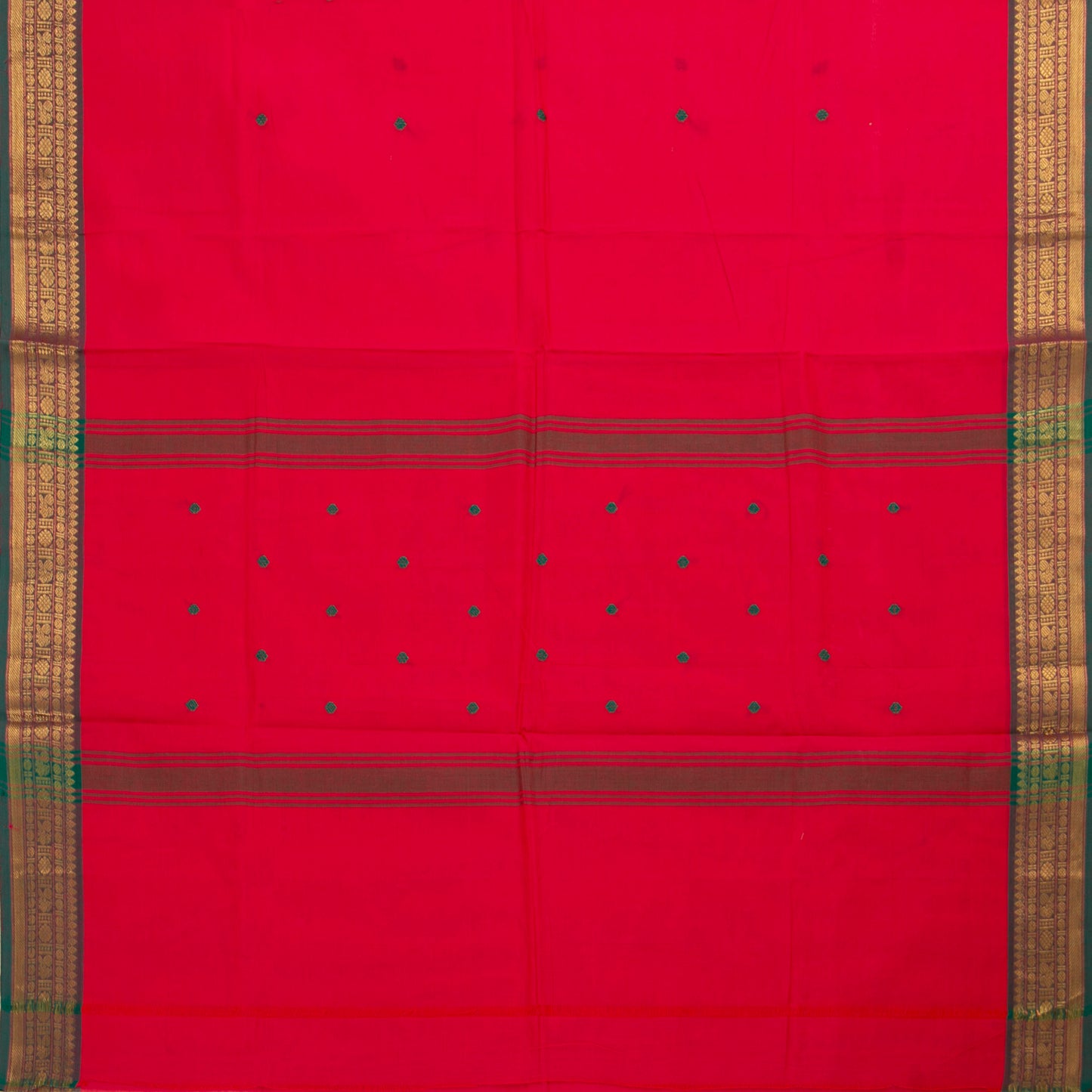 Pink And Green Kanchi Cotton Saree For Festive Wear PV MM KC 835