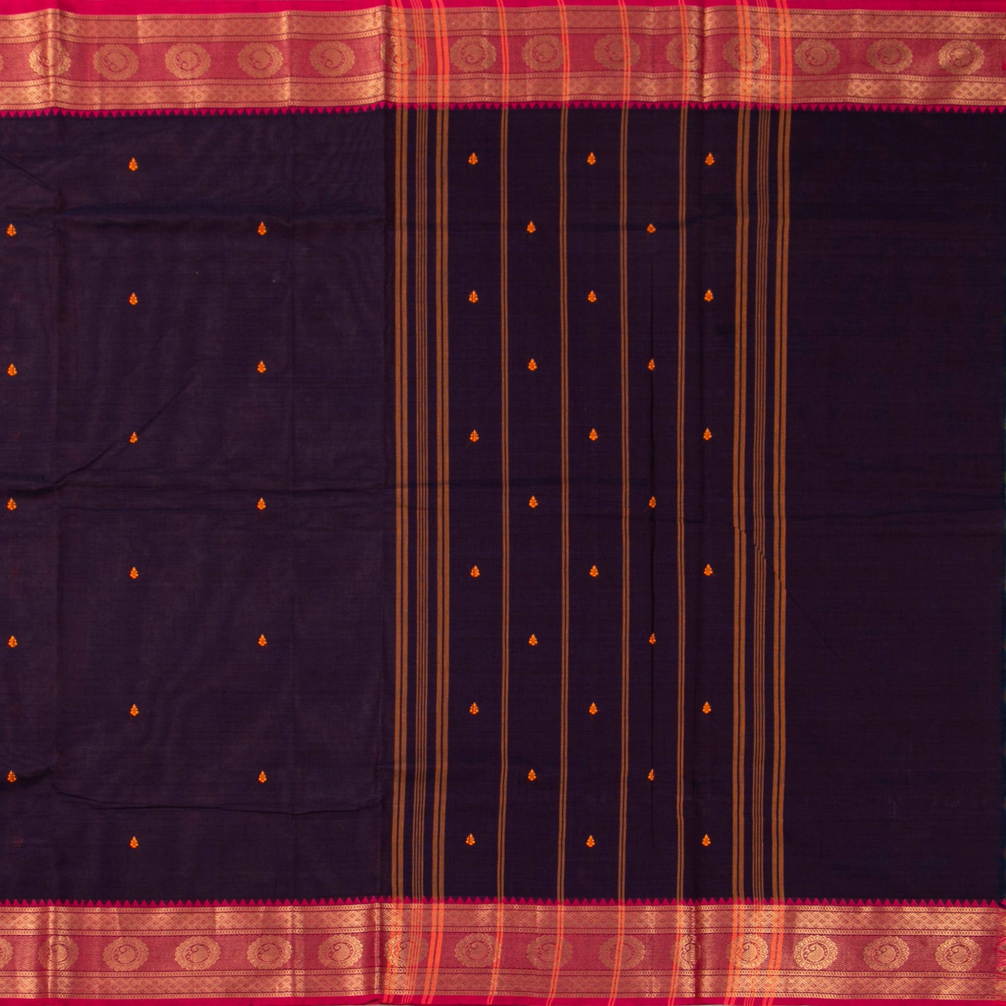 Wine And Pink Kanchi Cotton Saree For Festive Wear PV MM KC 767