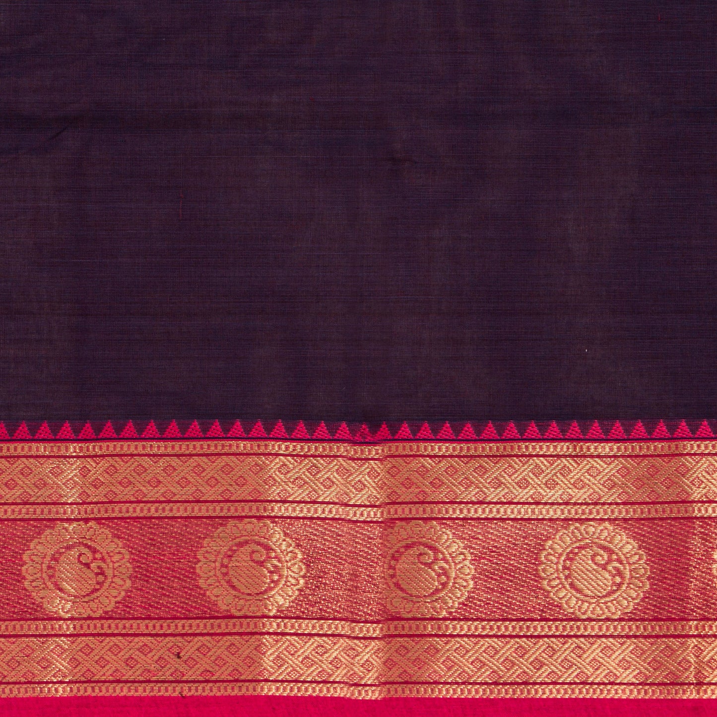 Wine And Pink Kanchi Cotton Saree For Festive Wear PV MM KC 767