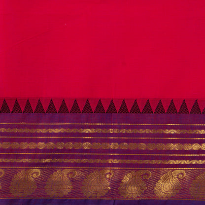 Pink And Purple  Kanchi Cotton Saree For Festive Wear PV MM KC 762