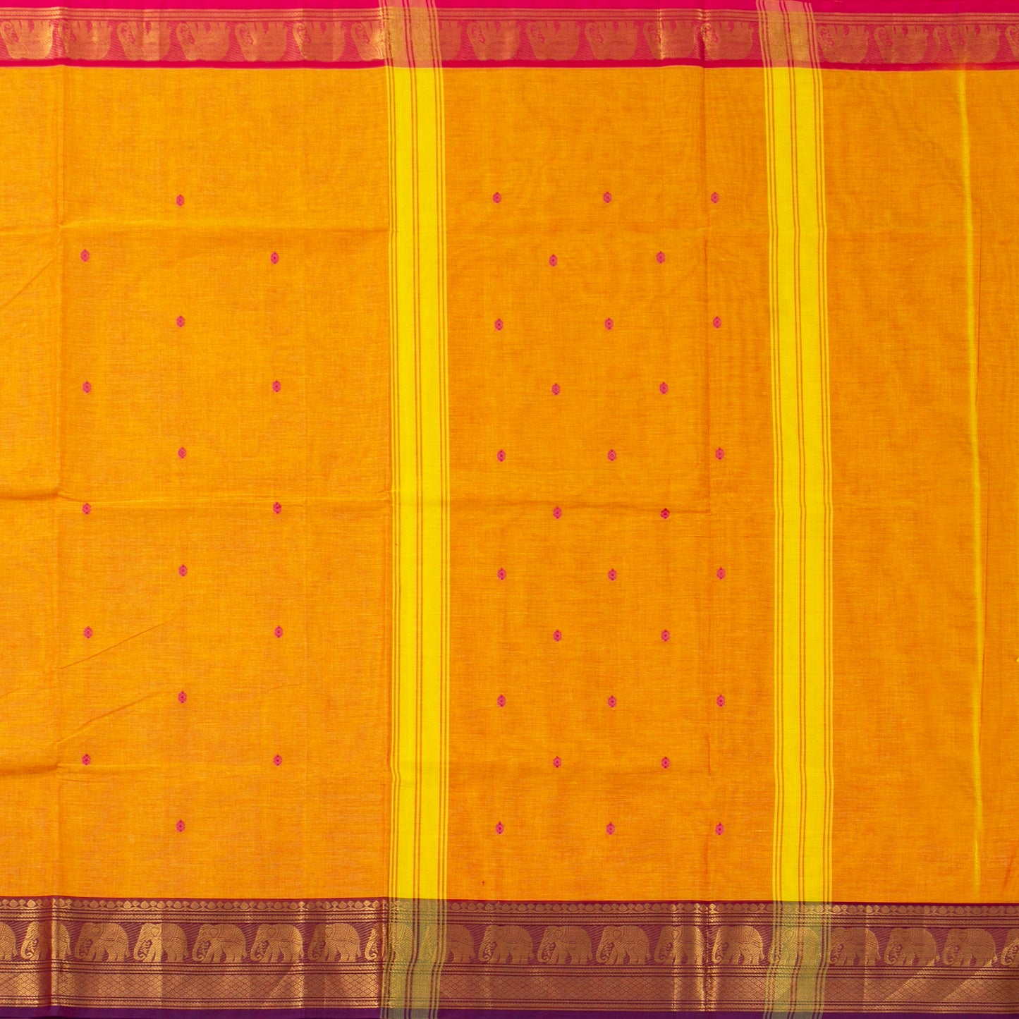 Yellow Kanchi Cotton Saree Ganga Jamuna Border For Festive Wear PV MM KC 764