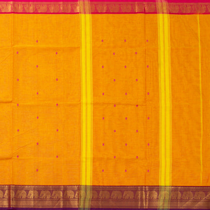 Yellow Kanchi Cotton Saree Ganga Jamuna Border For Festive Wear PV MM KC 764