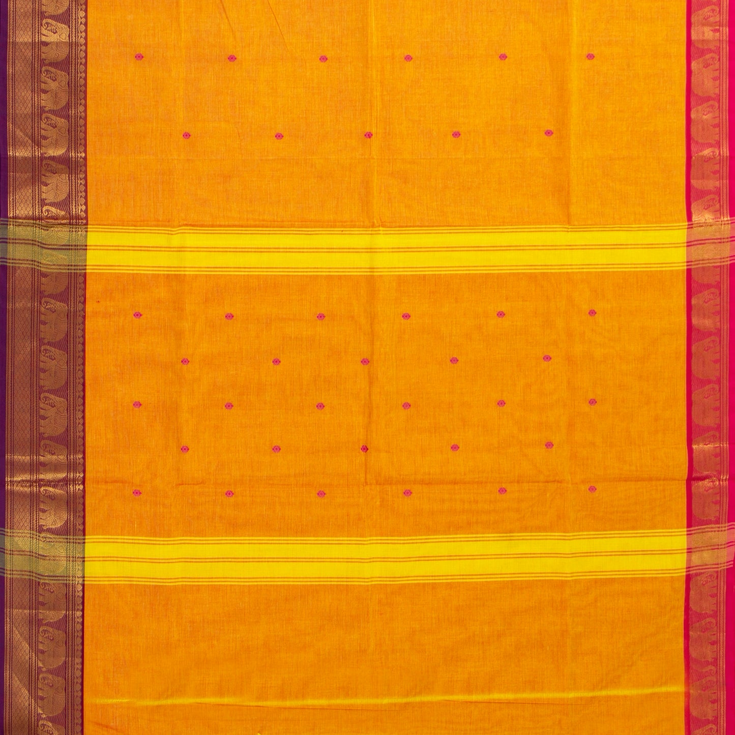 Yellow Kanchi Cotton Saree Ganga Jamuna Border For Festive Wear PV MM KC 764