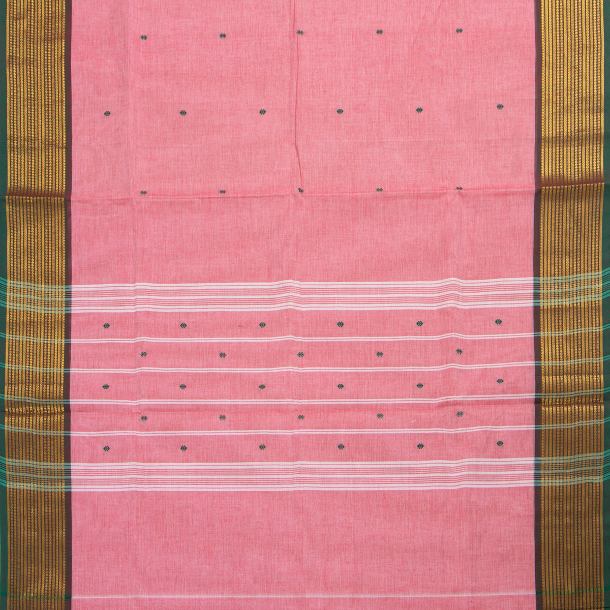 Pink And Green Kanchi Cotton Saree For Festive Wear PV MM KC 841
