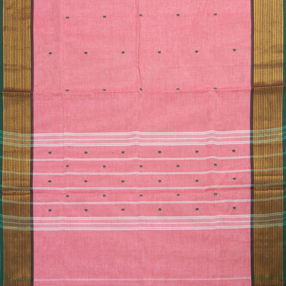 Pink And Green Kanchi Cotton Saree For Festive Wear PV MM KC 841