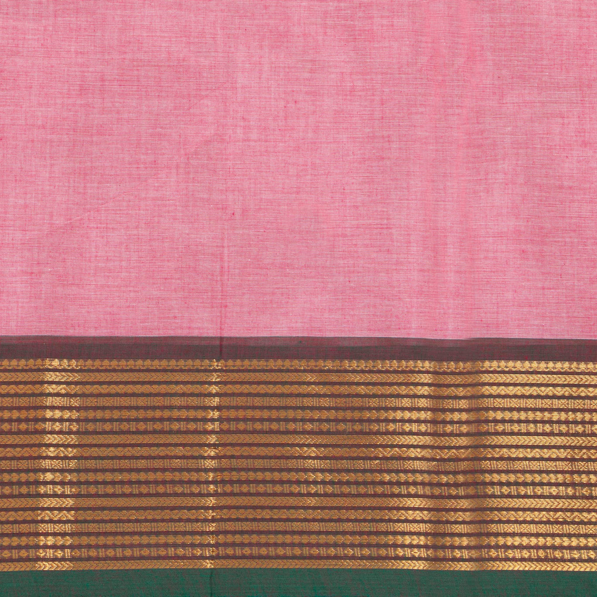 Pink And Green Kanchi Cotton Saree For Festive Wear PV MM KC 841