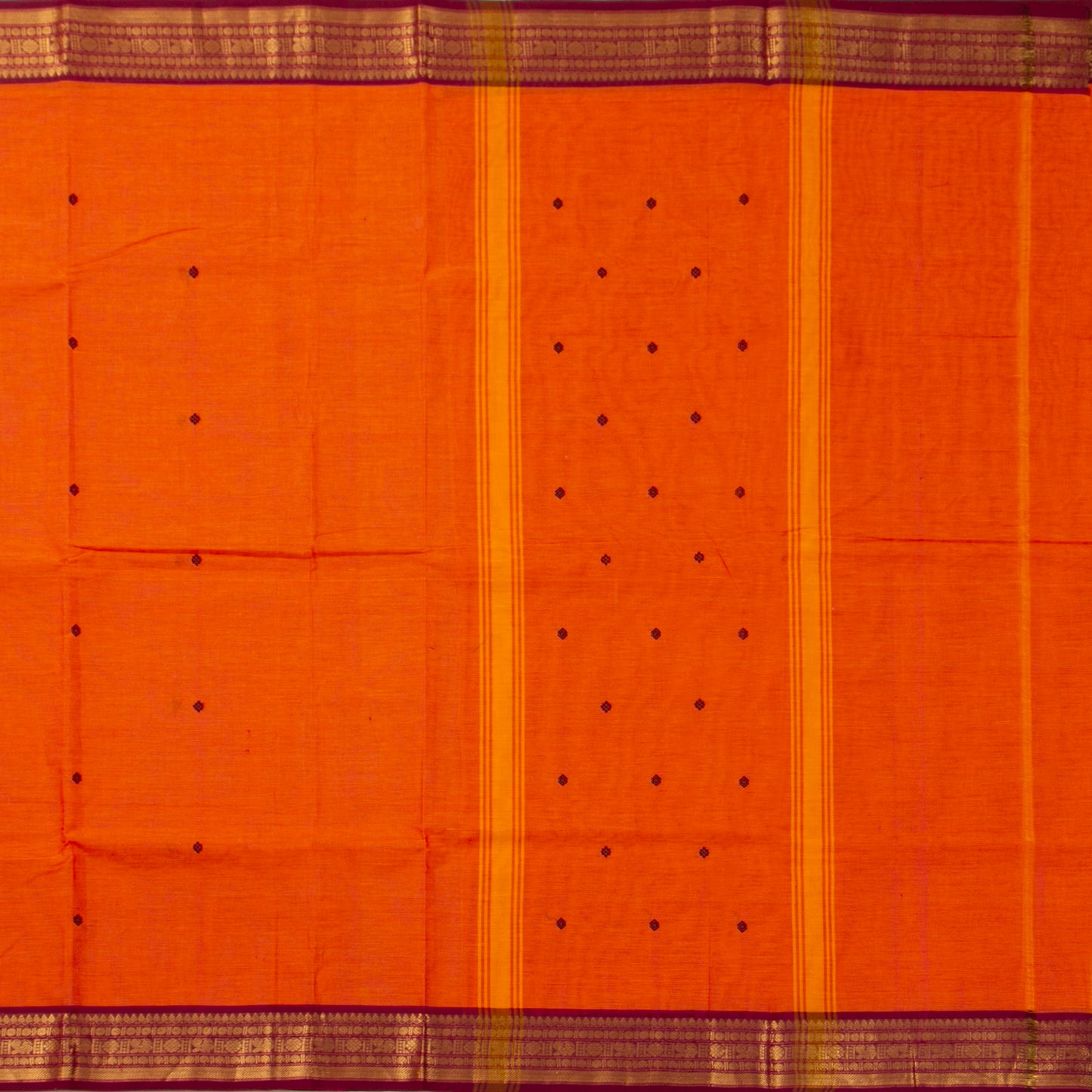 Orange And Magenta Kanchi Cotton Saree For Festive Wear PV MM KC 793