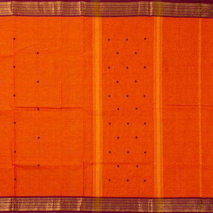 Orange And Magenta Kanchi Cotton Saree For Festive Wear PV MM KC 793
