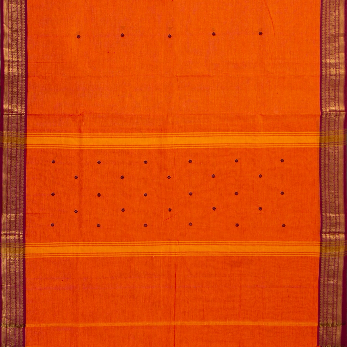 Orange And Magenta Kanchi Cotton Saree For Festive Wear PV MM KC 793
