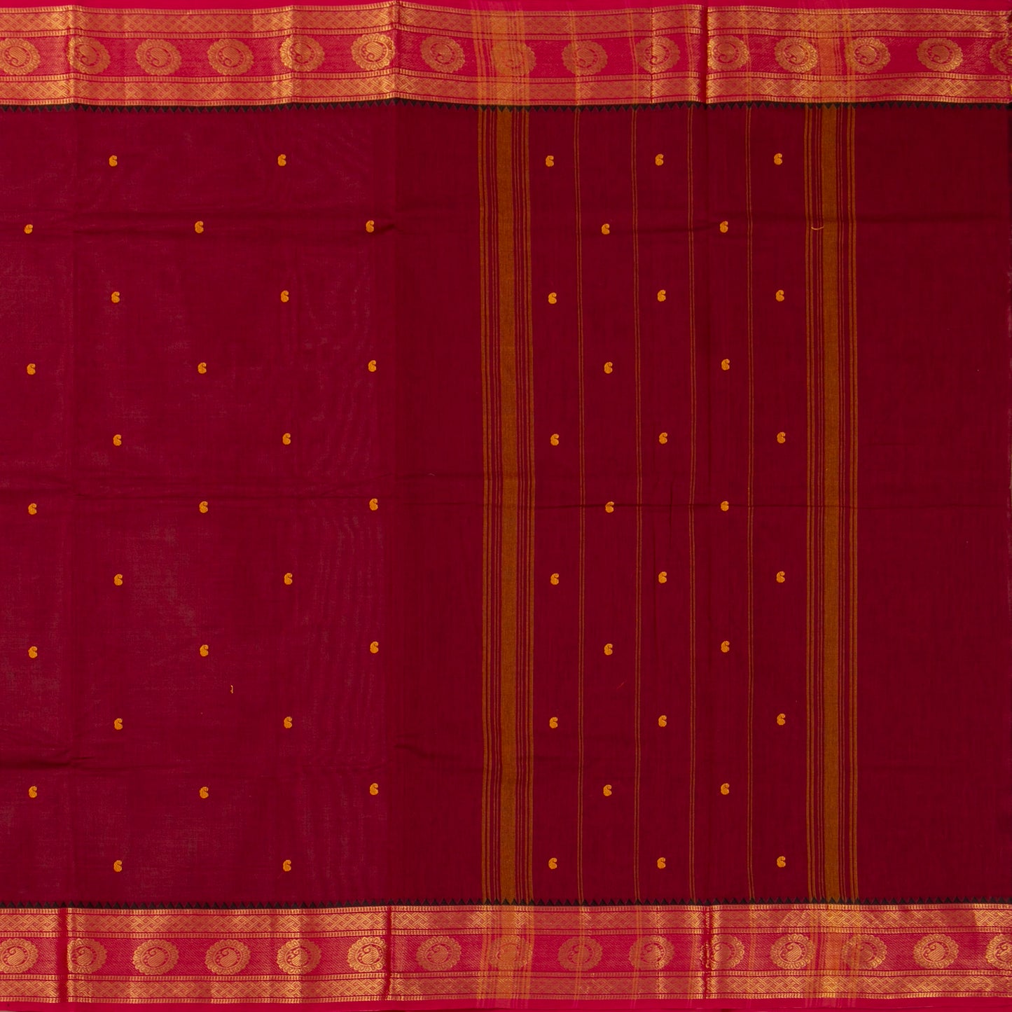 Maroon And Pink Kanchi Cotton Saree For Festive Wear PV MM KC 798