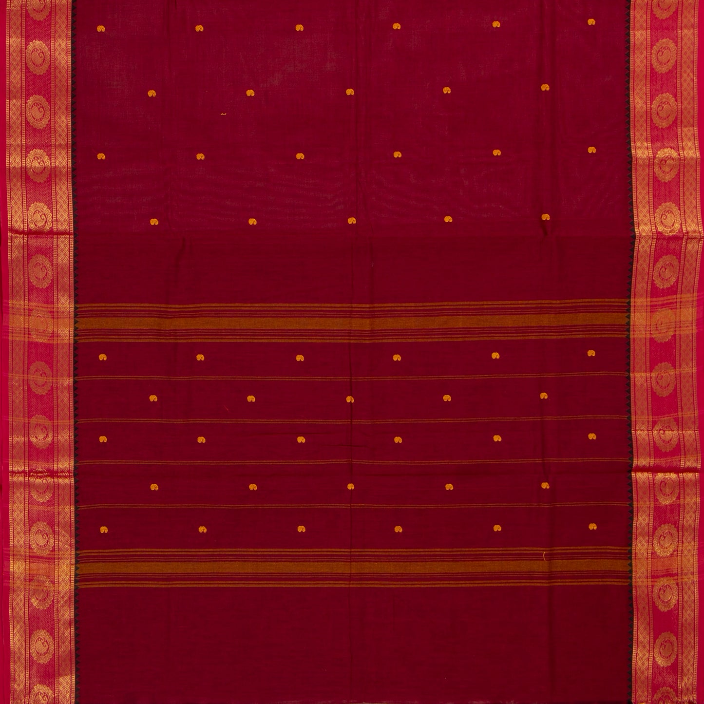 Maroon And Pink Kanchi Cotton Saree For Festive Wear PV MM KC 798