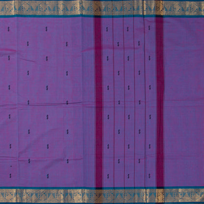 Lavender And Blue Kanchi Cotton Saree For Festive Wear PV MM KC 805