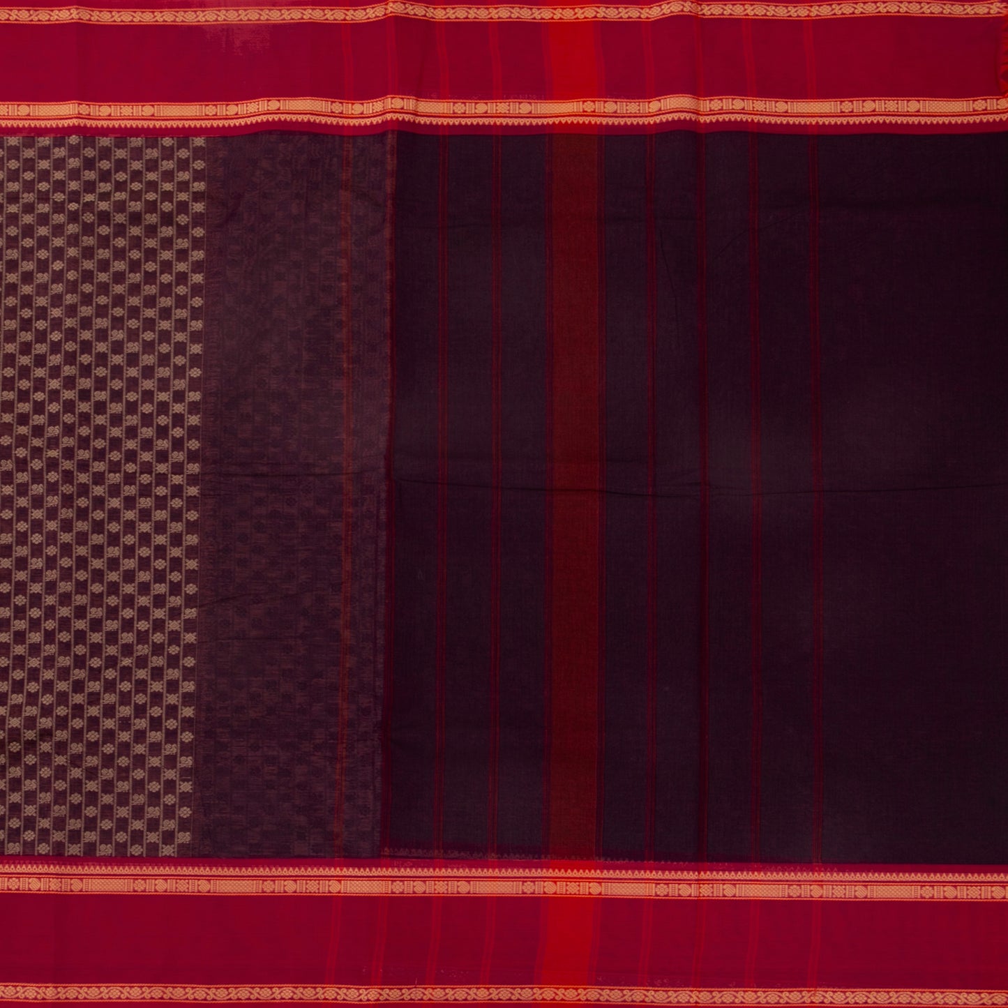 Purple And Red Kanchi Cotton Saree For Office Wear PV MM KC 664