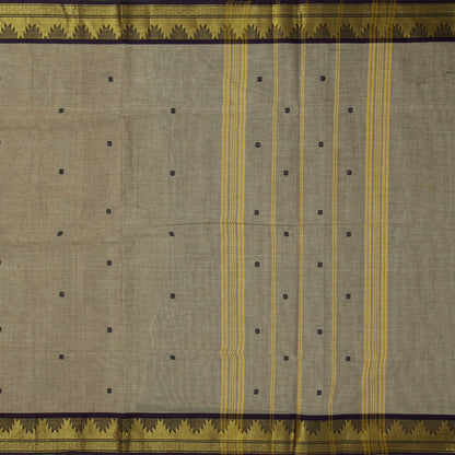 Fawn And Black Kanchi Cotton Saree For Festive Wear PV MM KC 806