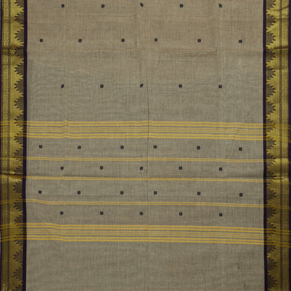 Fawn And Black Kanchi Cotton Saree For Festive Wear PV MM KC 806