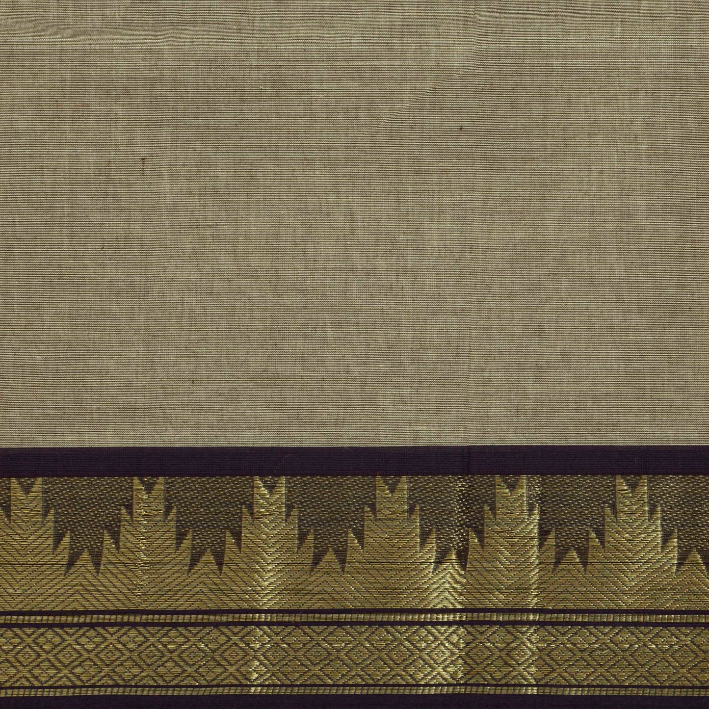 Fawn And Black Kanchi Cotton Saree For Festive Wear PV MM KC 806