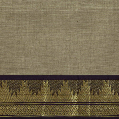 Fawn And Black Kanchi Cotton Saree For Festive Wear PV MM KC 806