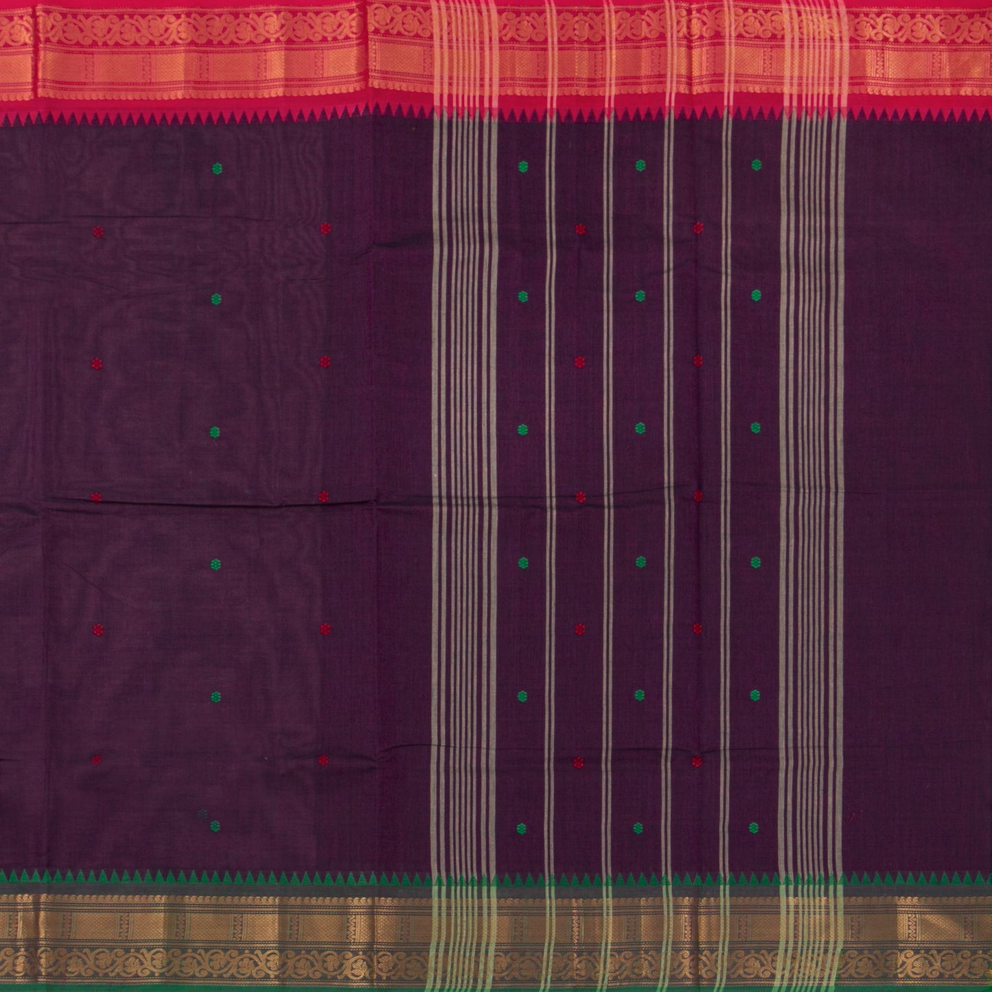 Wine Kanchi Cotton Saree Ganga Jamuna Border For Festive Wear PV MM KC 813
