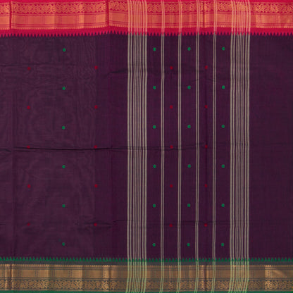 Wine Kanchi Cotton Saree Ganga Jamuna Border For Festive Wear PV MM KC 813