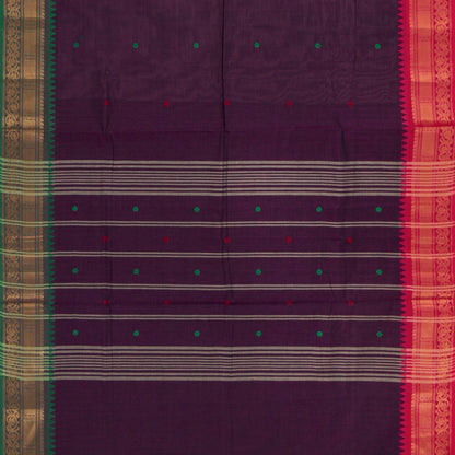 Wine Kanchi Cotton Saree Ganga Jamuna Border For Festive Wear PV MM KC 813