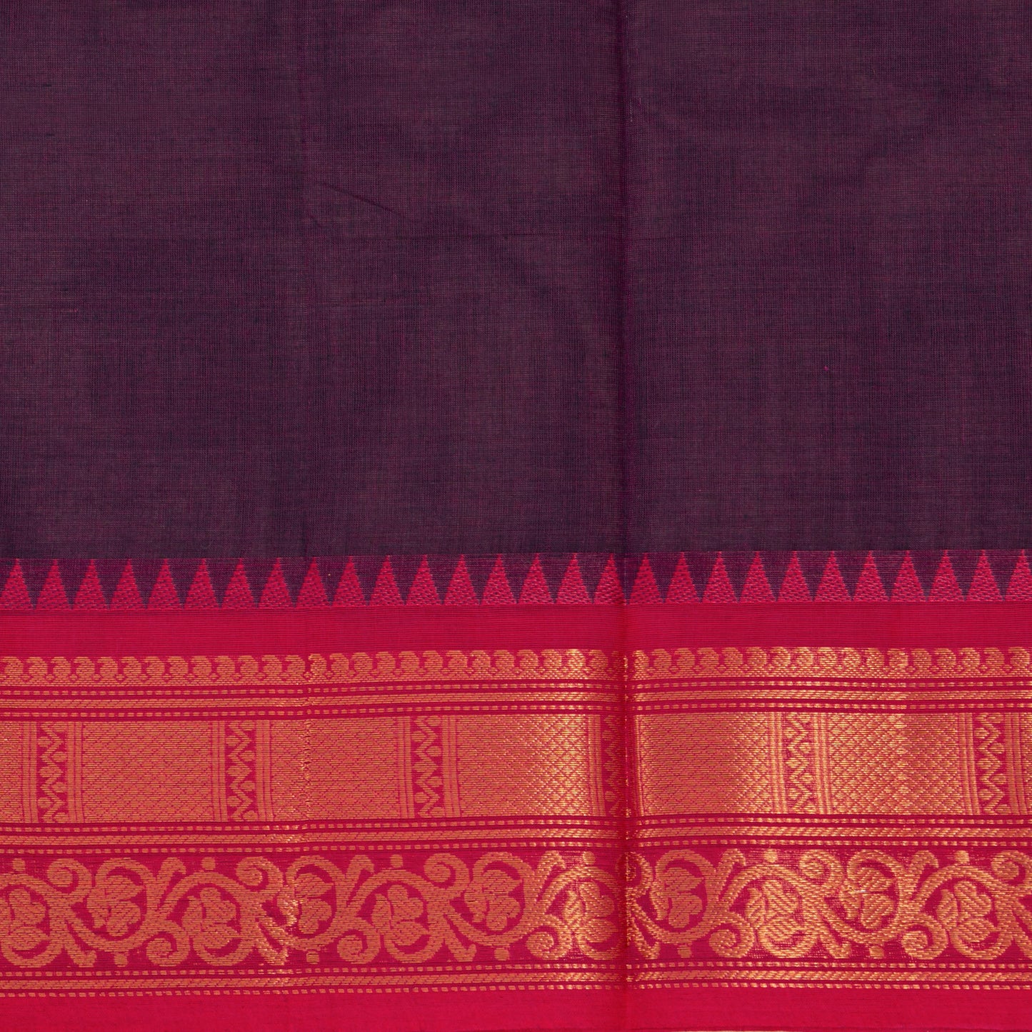 Wine Kanchi Cotton Saree Ganga Jamuna Border For Festive Wear PV MM KC 813
