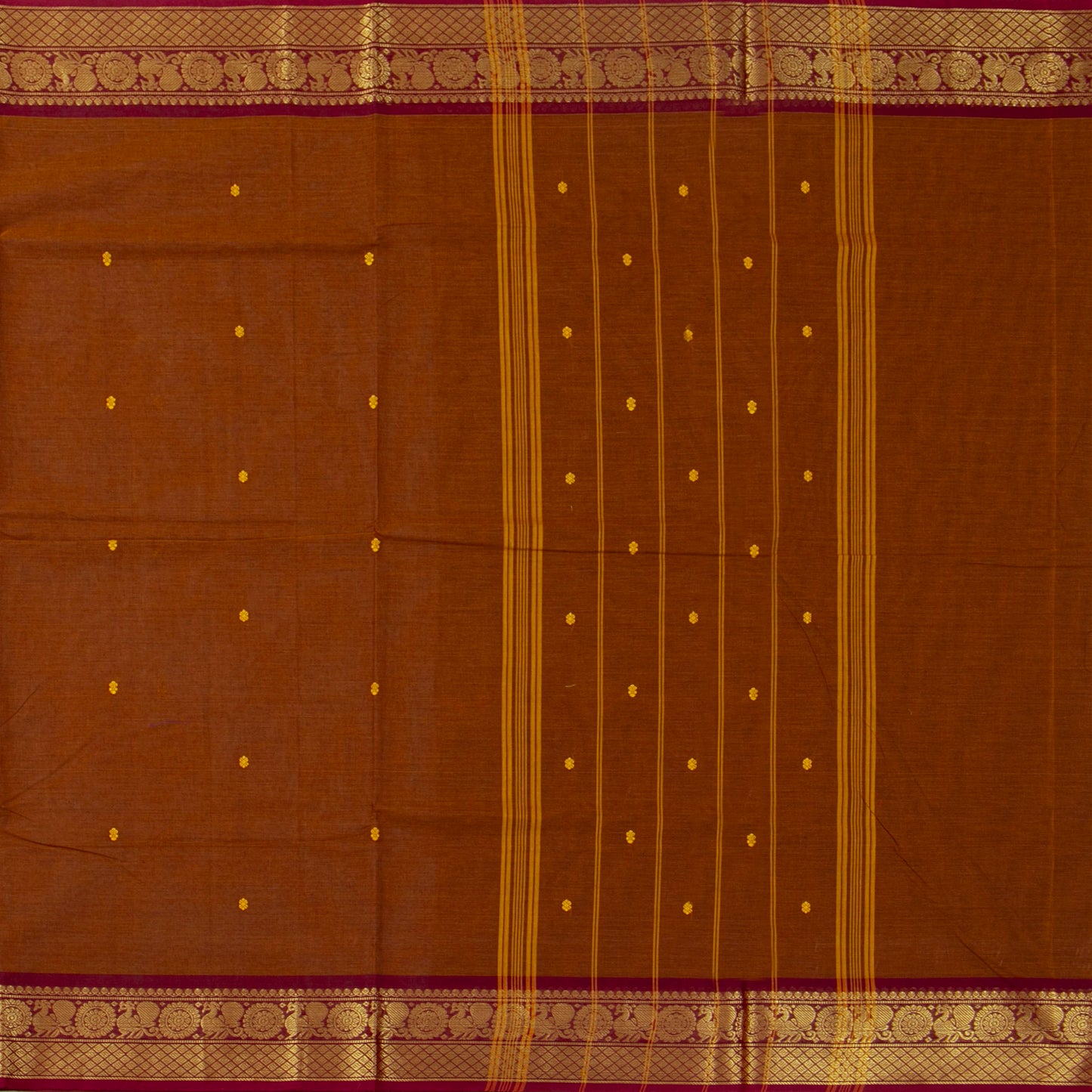 Rust And Maroon Kanchi Cotton Saree For Festive Wear PV MM KC 804