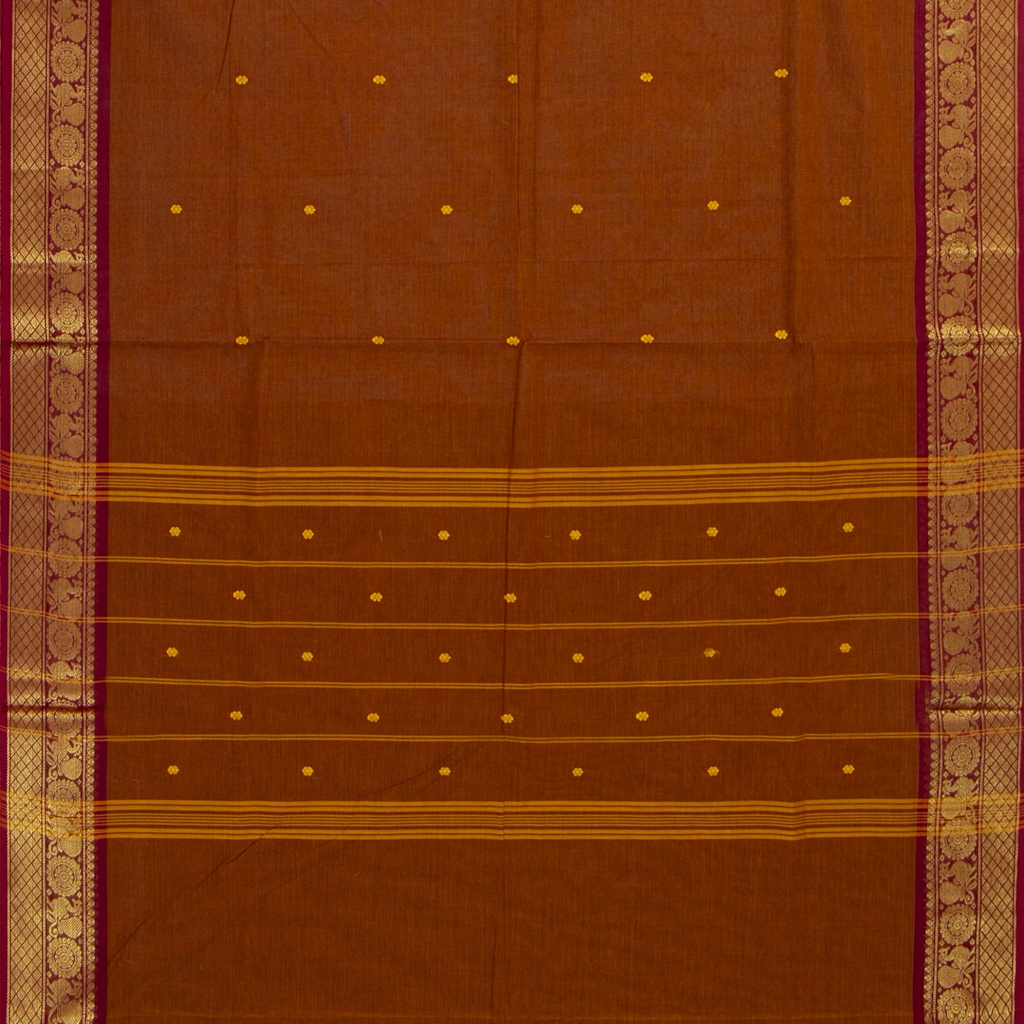 Rust And Maroon Kanchi Cotton Saree For Festive Wear PV MM KC 804