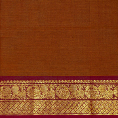 Rust And Maroon Kanchi Cotton Saree For Festive Wear PV MM KC 804