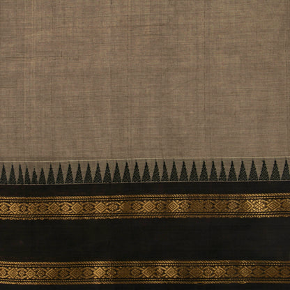 Fawn Kanchi Cotton Saree With Ganga Jamuna Temple Rettai Pettu Border PV MM KC 616