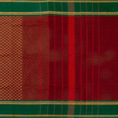 Rust And Green Kanchi Cotton Saree For Festive Wear PV MM KC 670