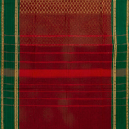 Rust And Green Kanchi Cotton Saree For Festive Wear PV MM KC 670