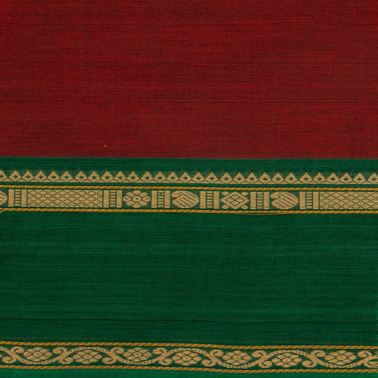 Rust And Green Kanchi Cotton Saree For Festive Wear PV MM KC 670
