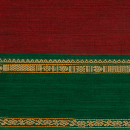 Rust And Green Kanchi Cotton Saree For Festive Wear PV MM KC 670