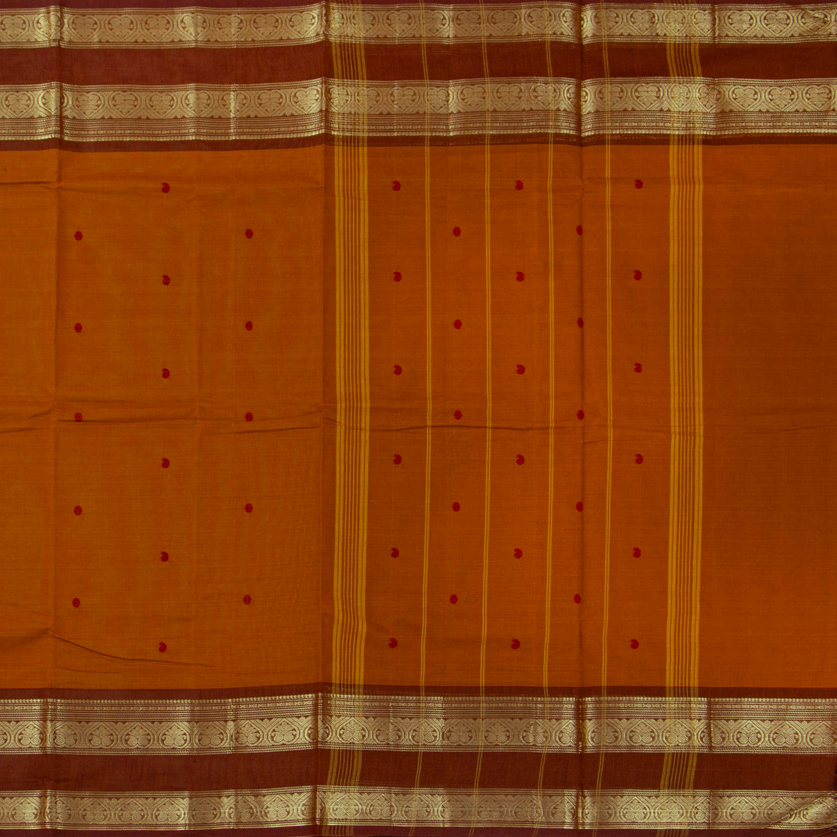 Rust And Brown  Kanchi Cotton Saree For Festive Wear PV MM KC 875
