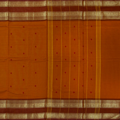 Rust And Brown  Kanchi Cotton Saree For Festive Wear PV MM KC 875