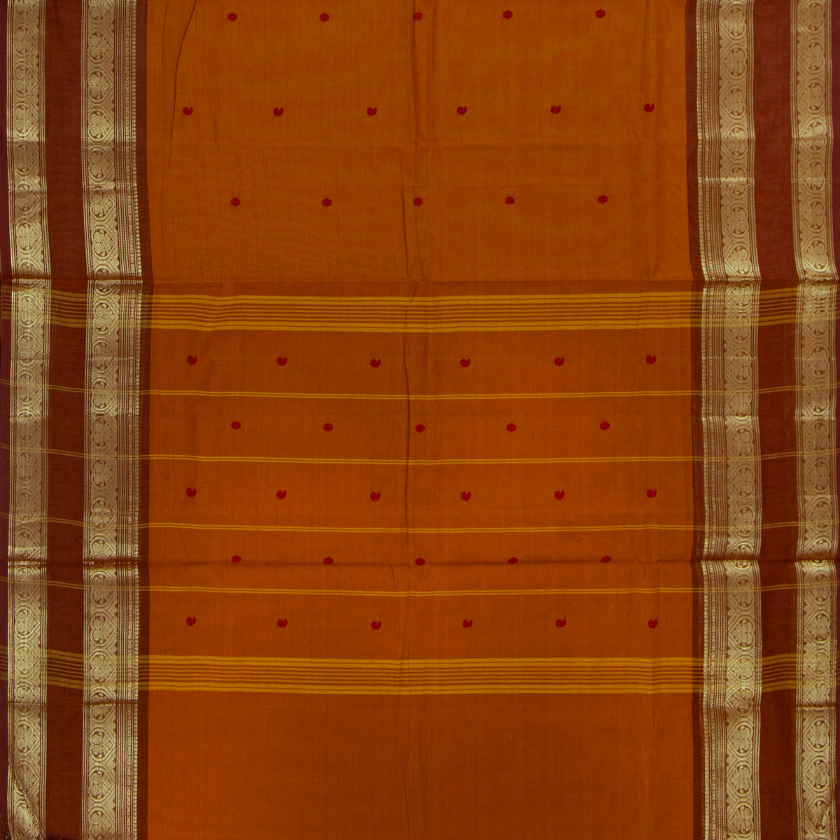 Rust And Brown  Kanchi Cotton Saree For Festive Wear PV MM KC 875