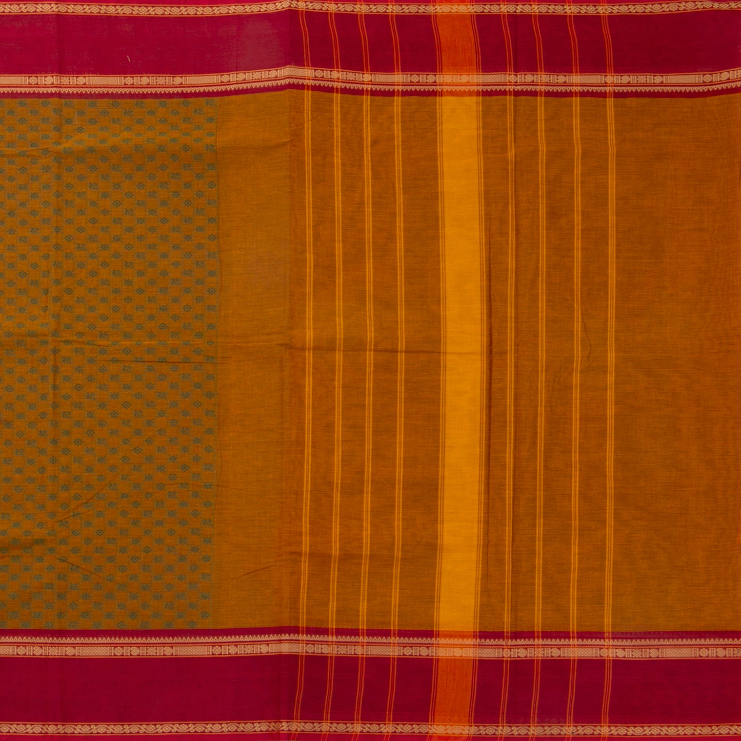 Mustard And Red Kanchi Cotton Saree PV MM KC 663