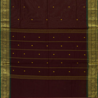 Brown And Green Kanchi Cotton Saree For Festive Wear PV MM KC 769
