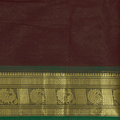 Brown And Green Kanchi Cotton Saree For Festive Wear PV MM KC 769